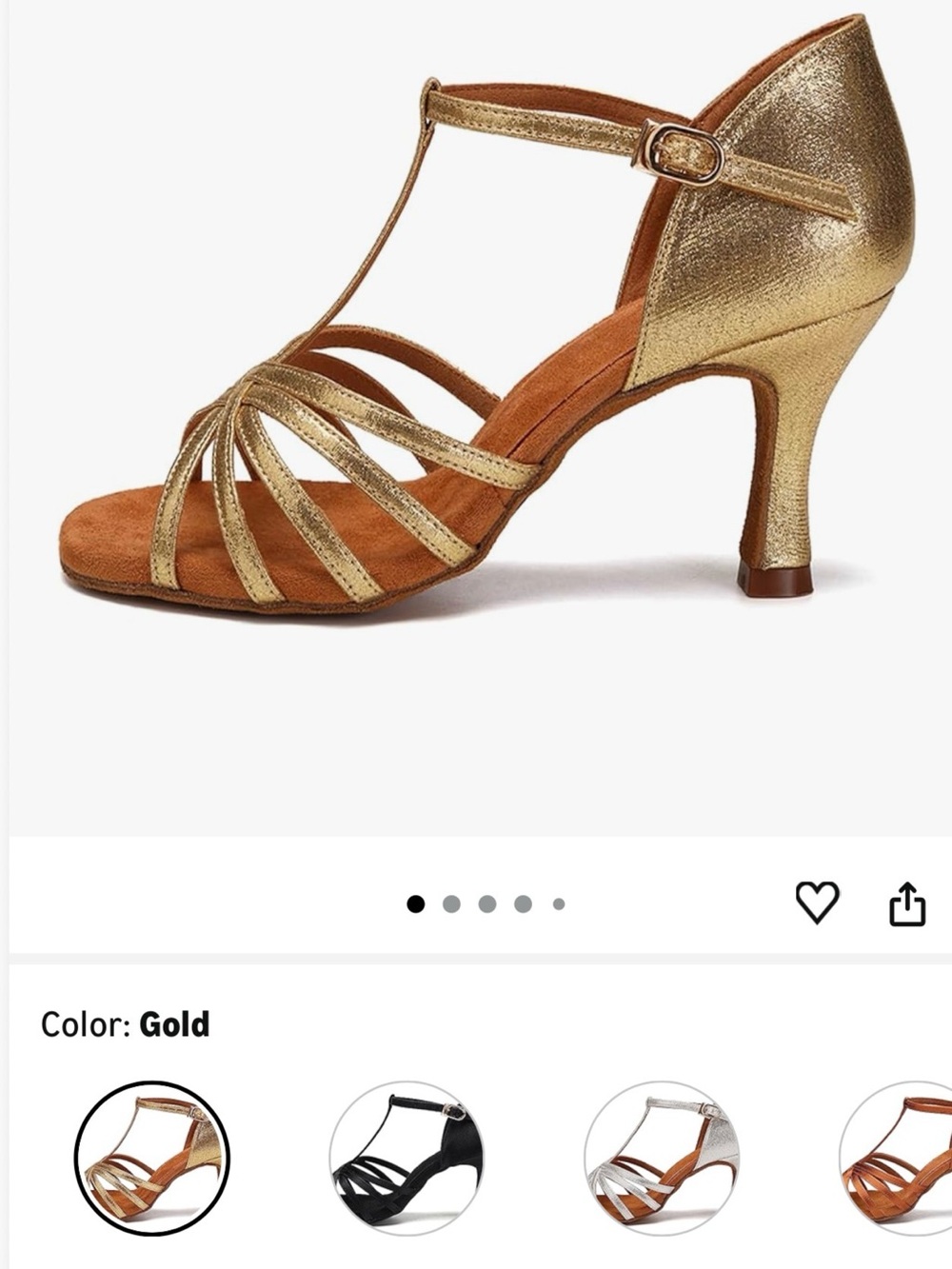 Gold Strappy T‑Bar Women's Dress Sandals
